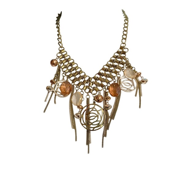 Goldtone Dangle Statement Necklace - Picture 4 of 8